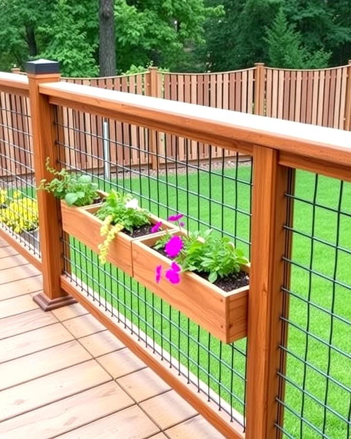 Hog Wire Railing with Built In Planter Boxes