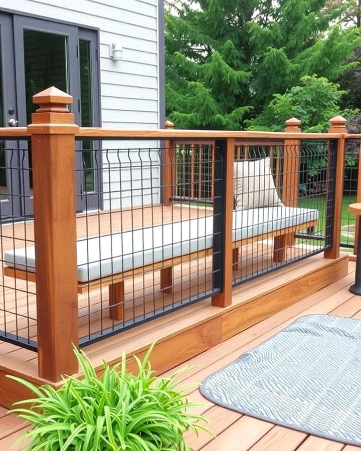 Hog Wire Railing with Built In Seating