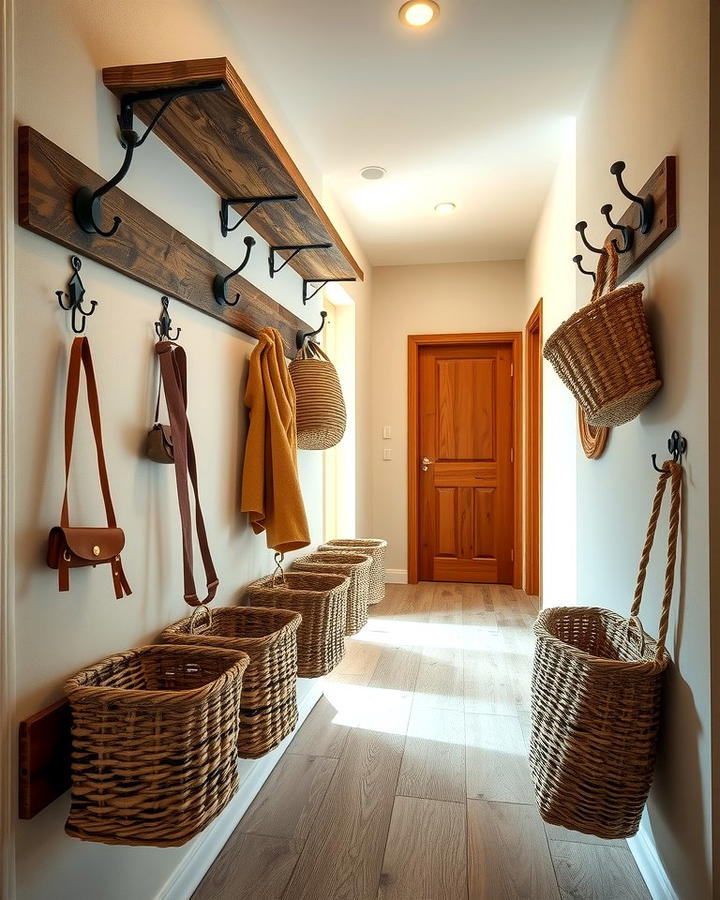 Hooks and Baskets for a Rustic Touch