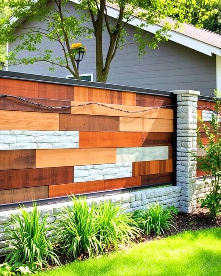 Horizontal Fence With Mixed Materials