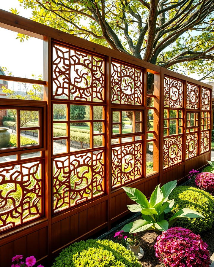 Horizontal Fence with Decorative Screens 2