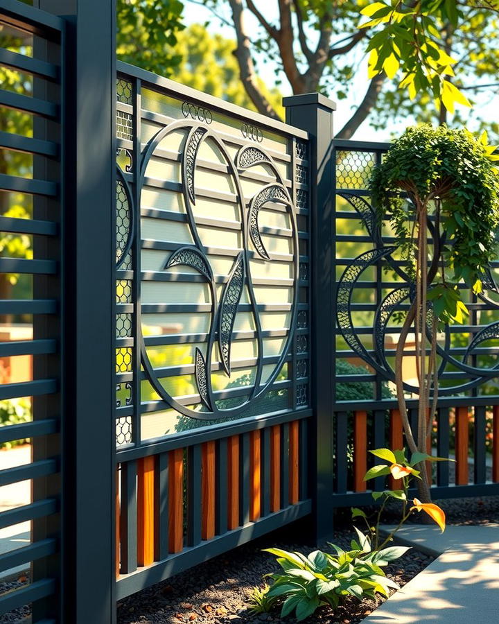 Horizontal Fence with Decorative Screens