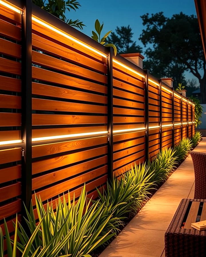 Horizontal Fence with Lighting