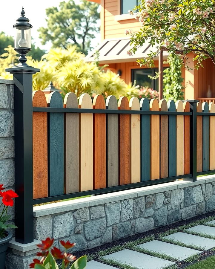 Horizontal Fence with Mixed Materials 2