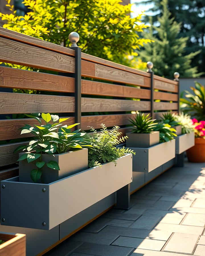 Horizontal Fencing with Built In Planters