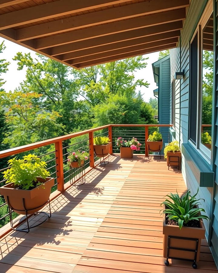 Horizontal Railing with Built In Planters