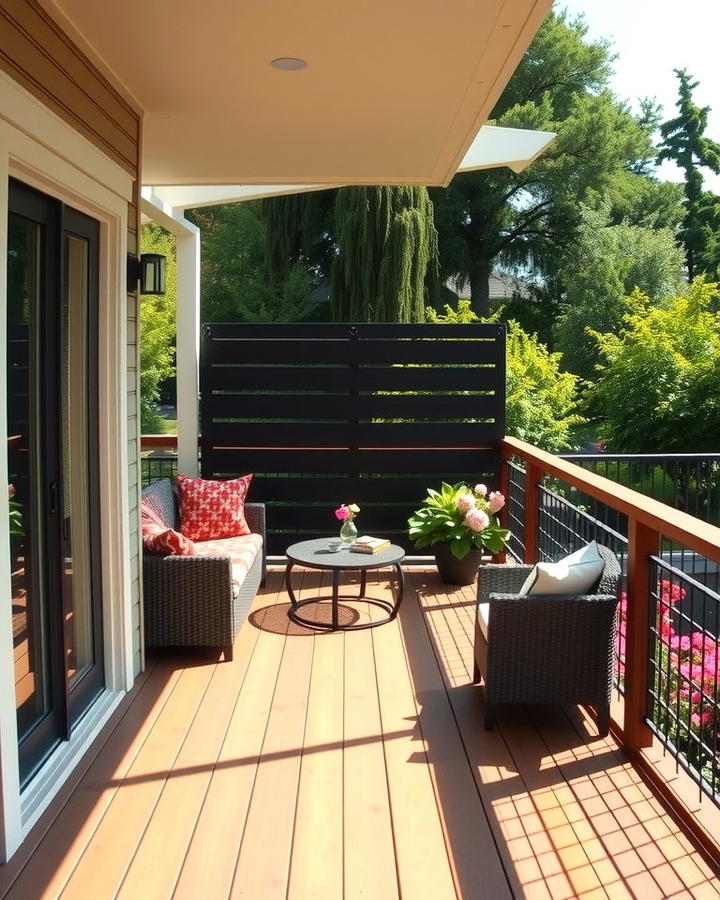 Horizontal Railing with Privacy Screens