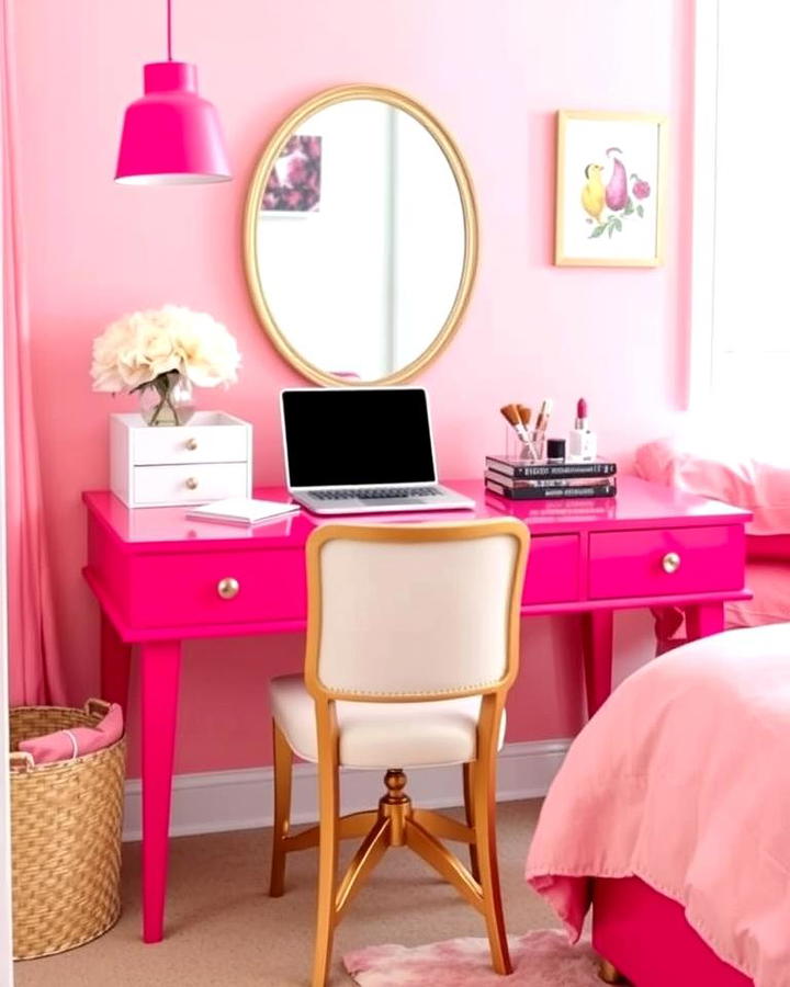 Hot Pink Desk or Vanity