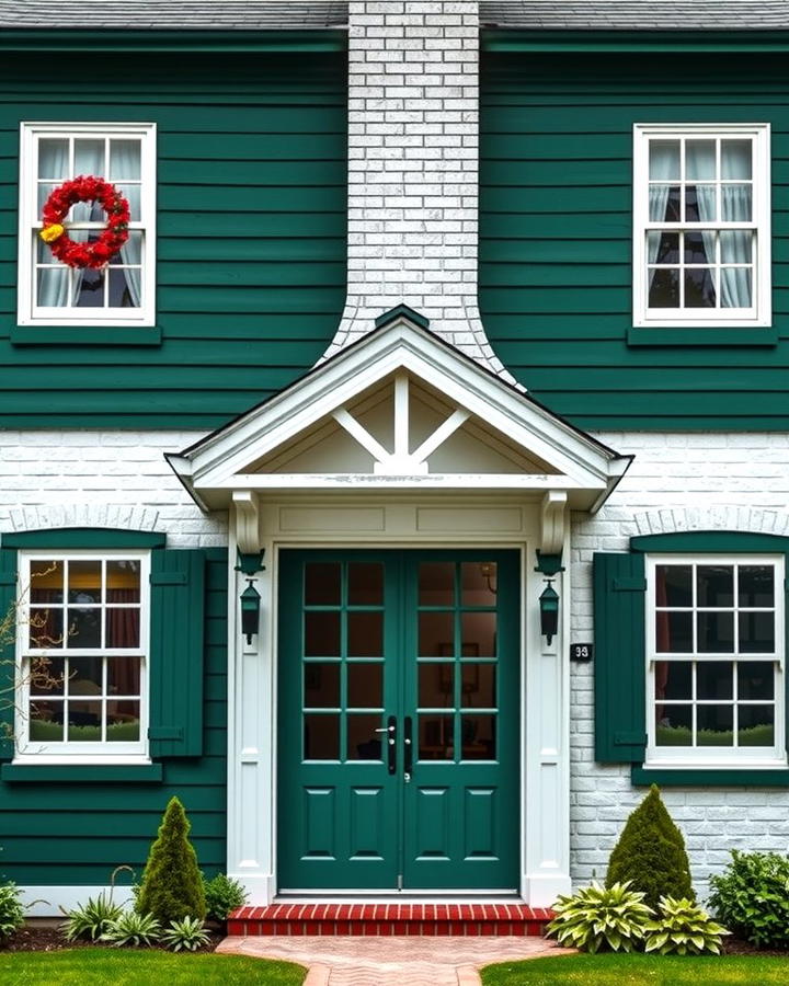 Hunter Green with White Brick Chimney