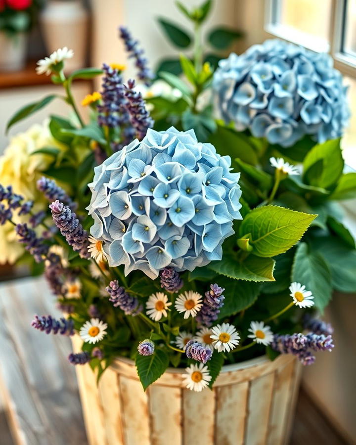 Hydrangeas Mixed with Wildflowers