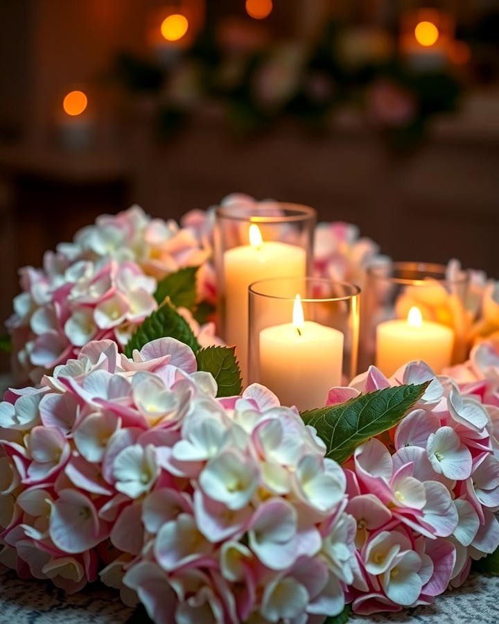 Hydrangeas with Candles for Romantic Glow