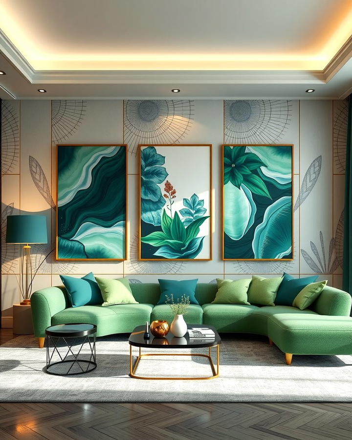 Incorporate Green Artwork and Wall Decor