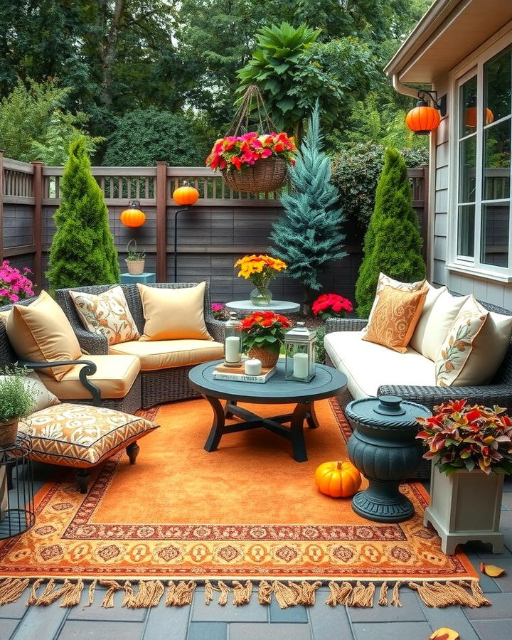 Incorporate Outdoor Rugs and Pillows