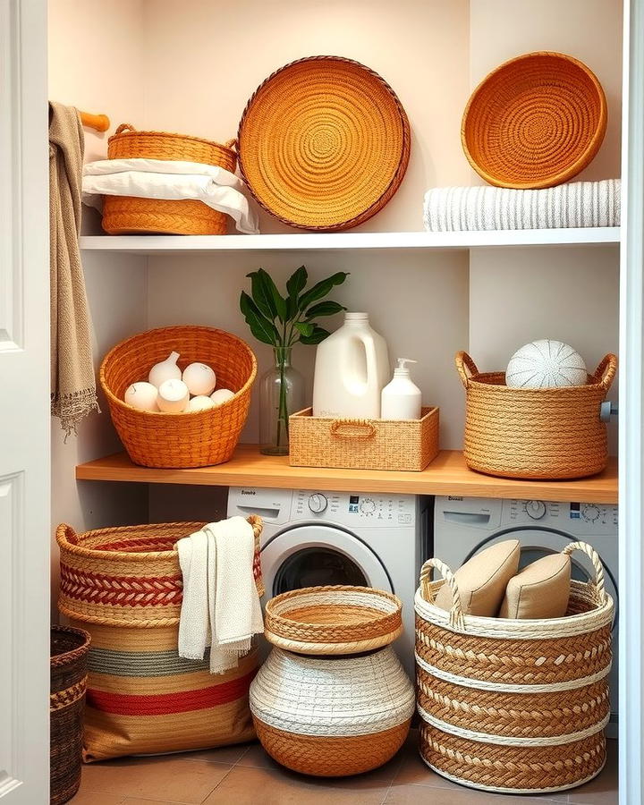 Incorporate Woven Baskets for Storage