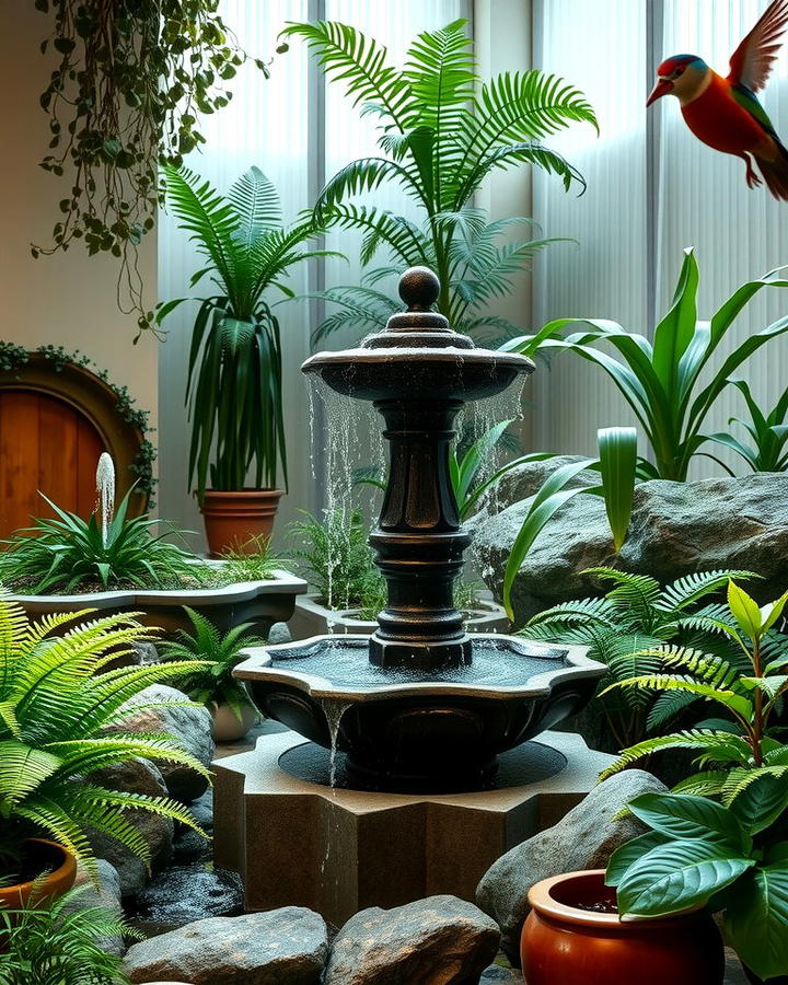 Indoor Fountains with Greenery for Serenity