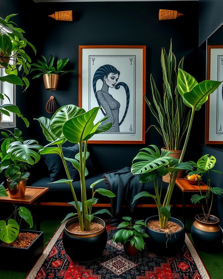 Indoor Plants in Dark Pots