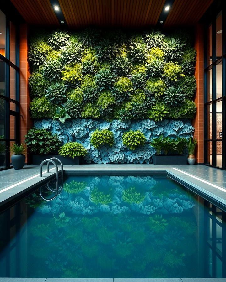 Indoor Pool with a Green Wall