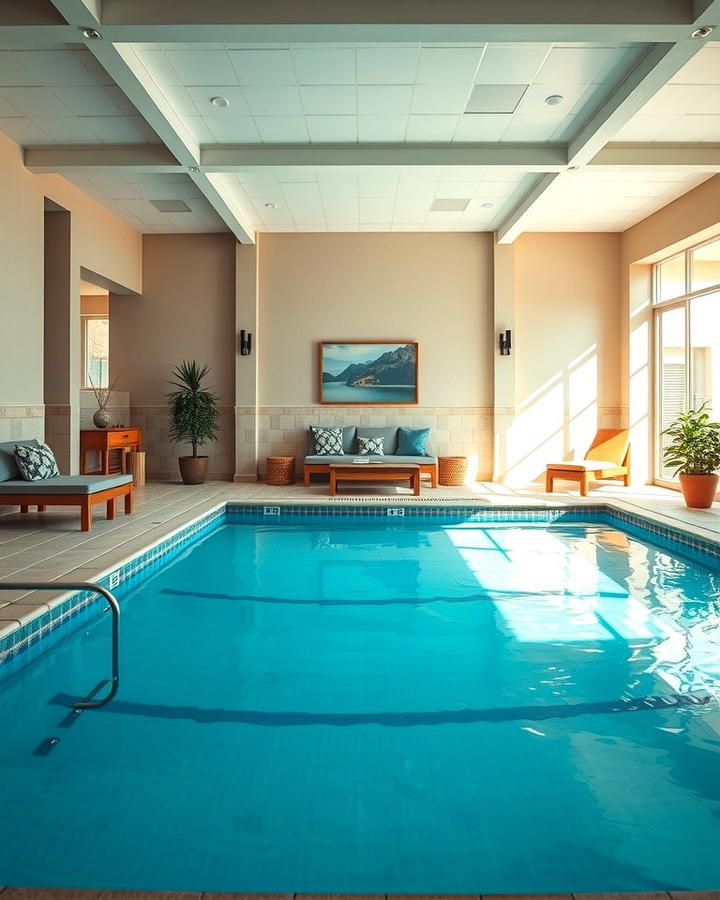 Indoor Pool with a Lounge Area