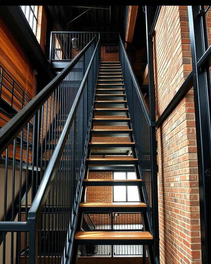 Industrial Black Metal Staircase