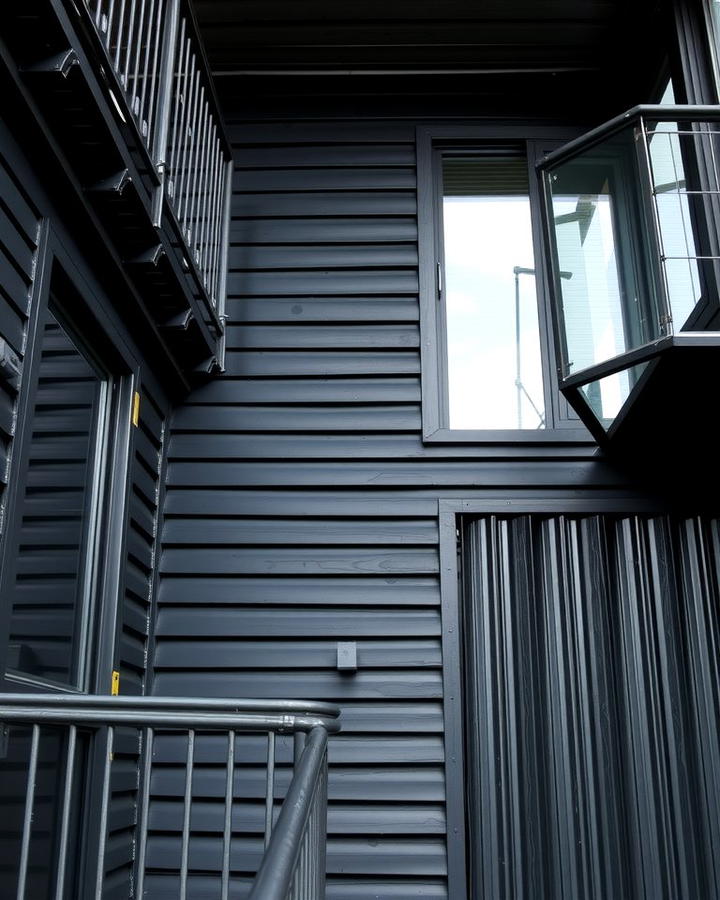 Industrial Black Siding with Metal Elements