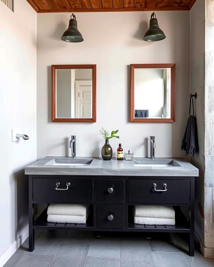 Industrial Black Vanity with Metal Accents