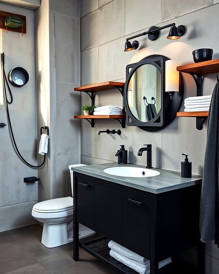 Industrial Black Vanity with Metal Details