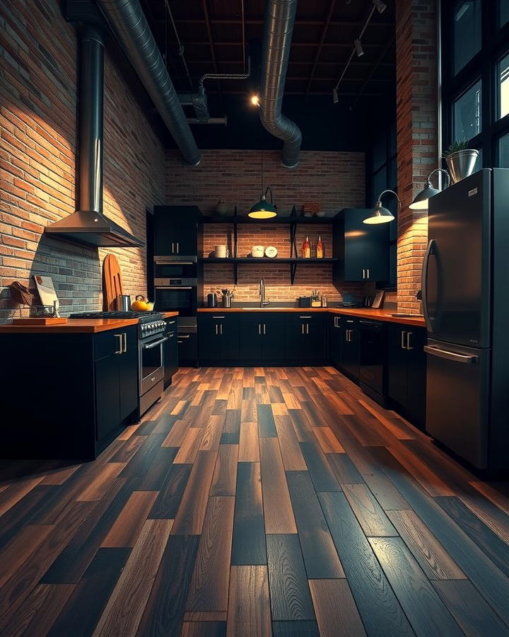 Industrial Chic with Dark Wood Floors