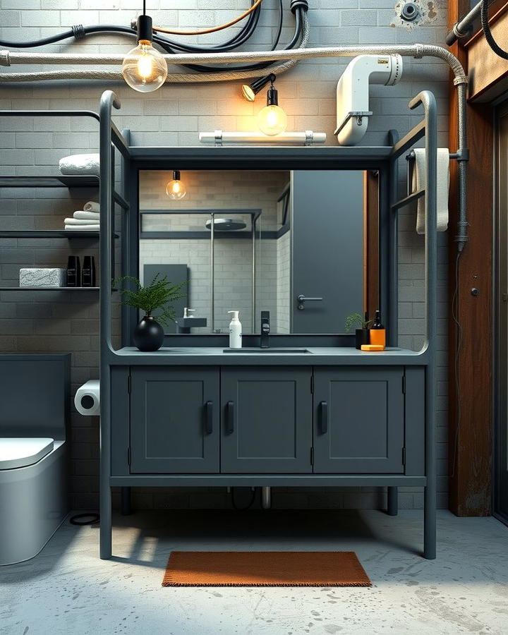 Industrial Grey Metal Vanity