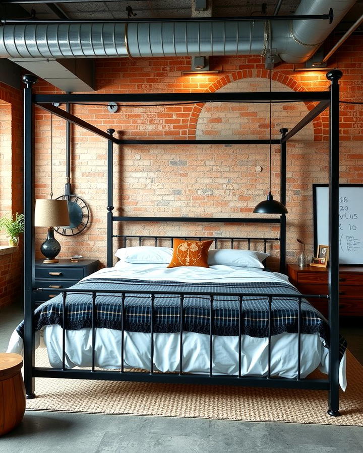 Industrial Metal Canopy Bed