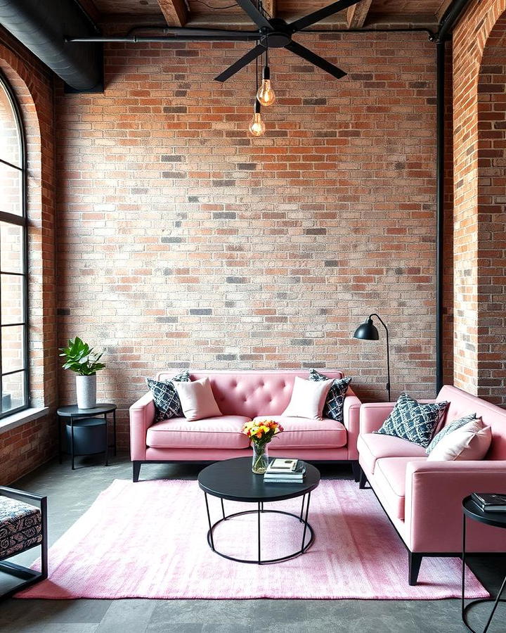 Industrial Pink with Exposed Brick