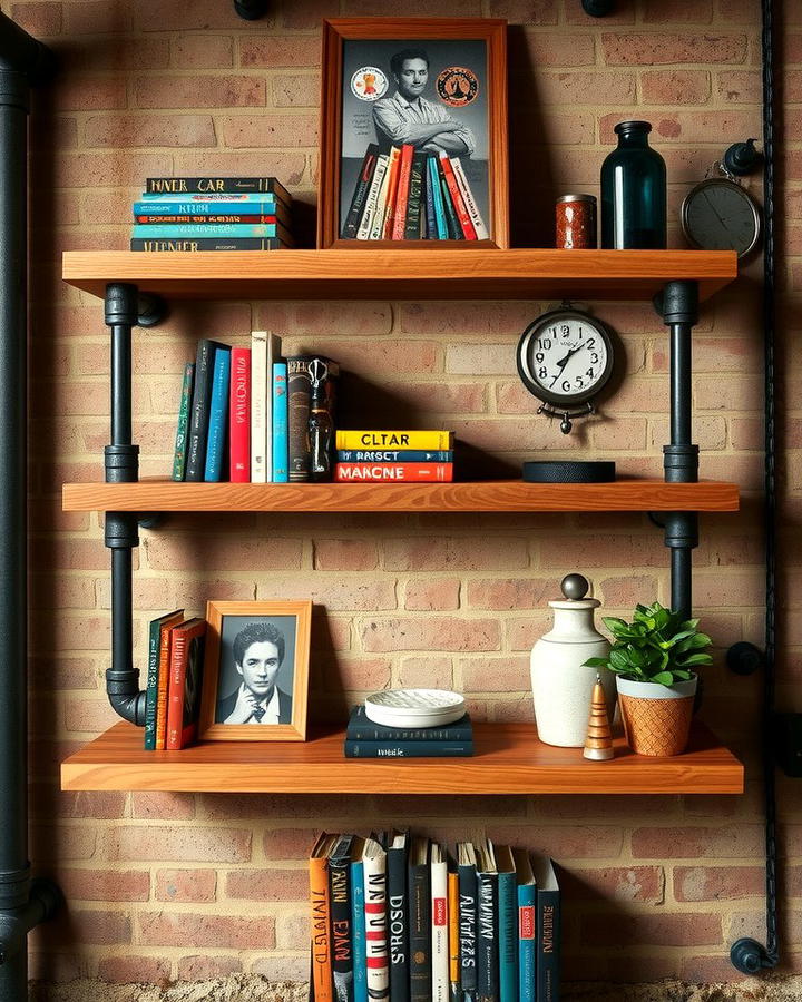 Industrial Pipe Floating Shelves