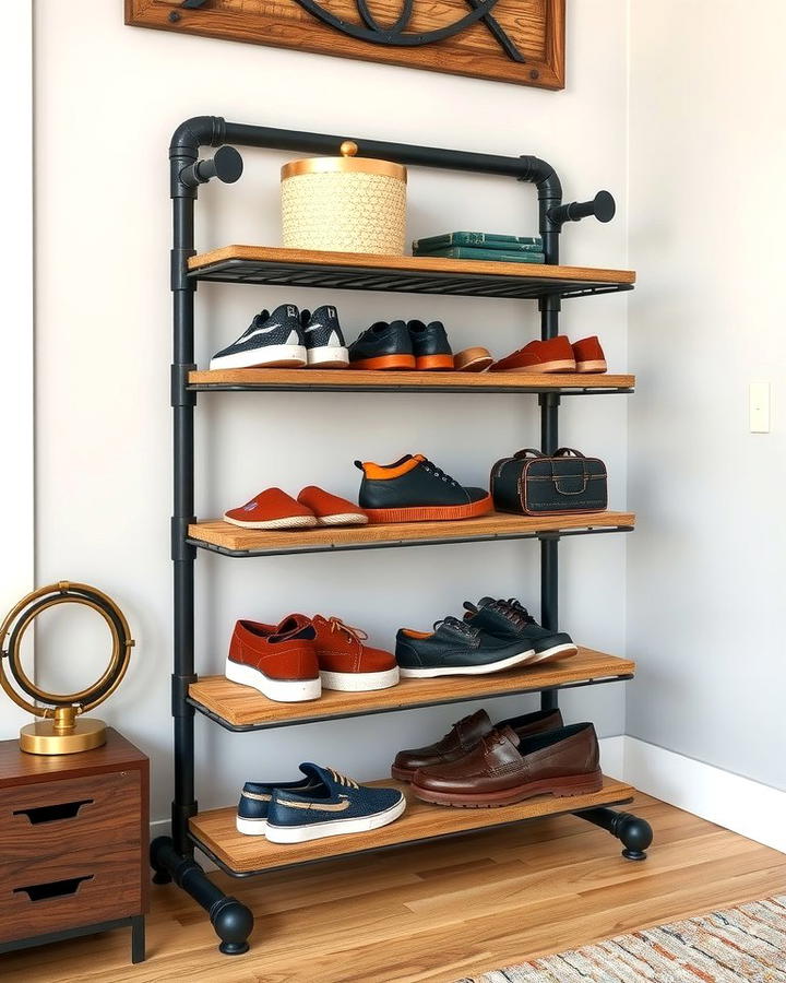 Industrial Pipe Shoe Rack