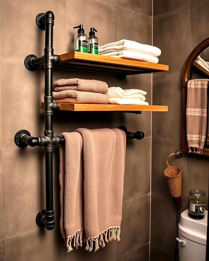 Industrial Pipe Towel Rack