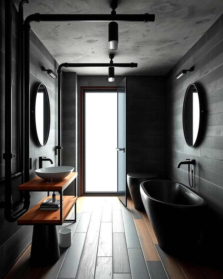 Industrial Style Black Bathroom