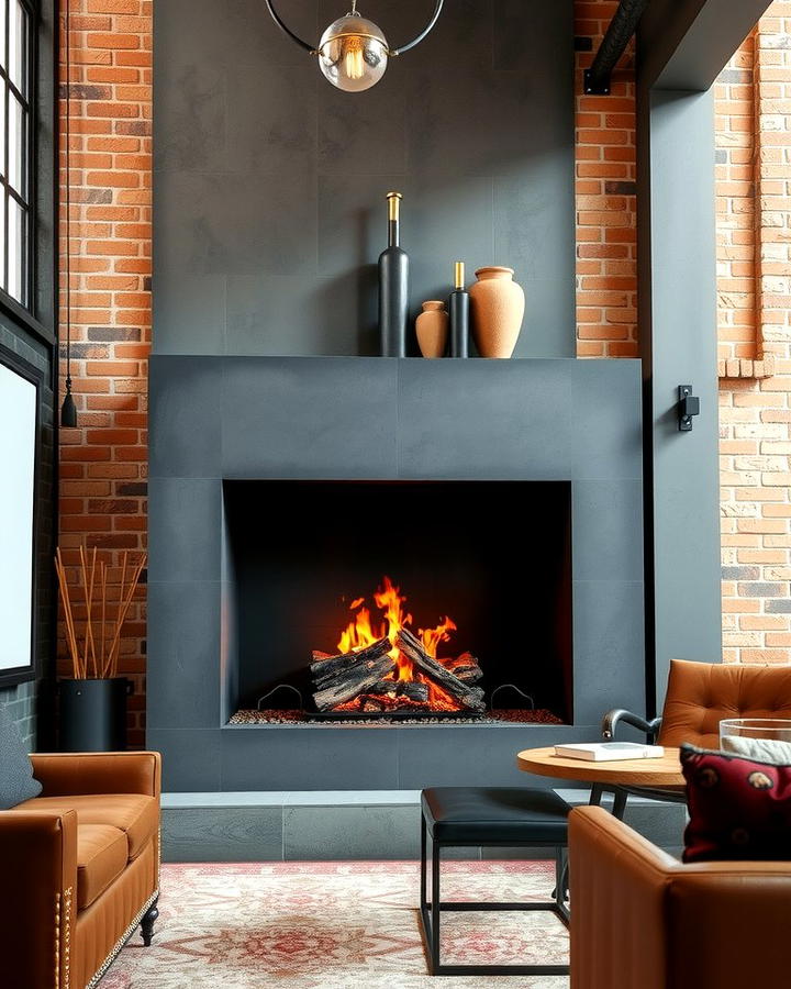 Industrial Style Corner Fireplace