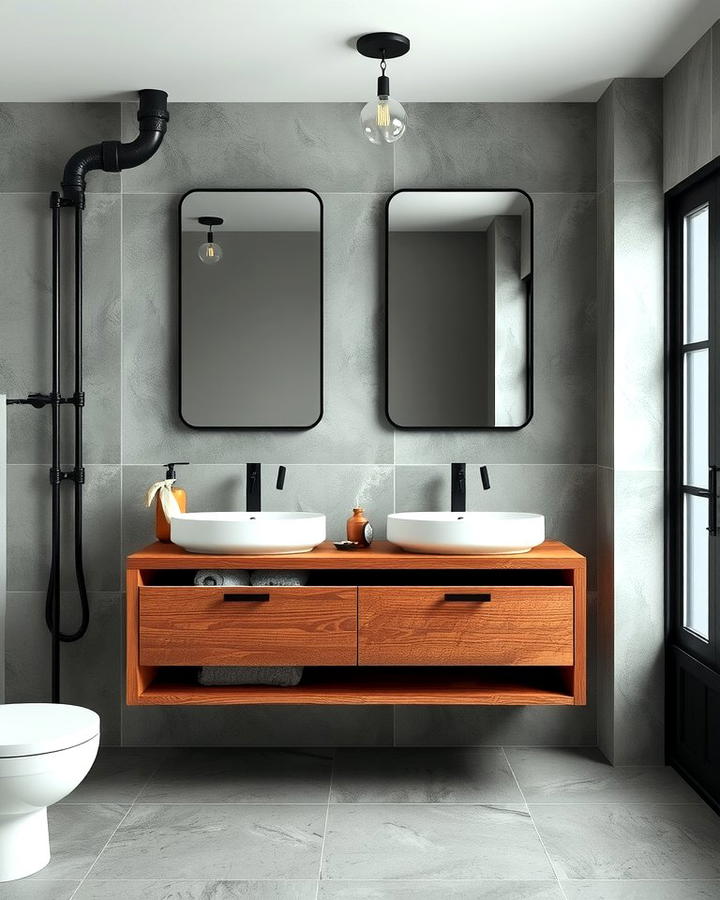 Industrial Style Floating Vanity 2