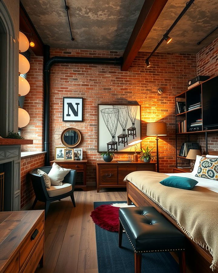 Industrial Style Loft Bedroom