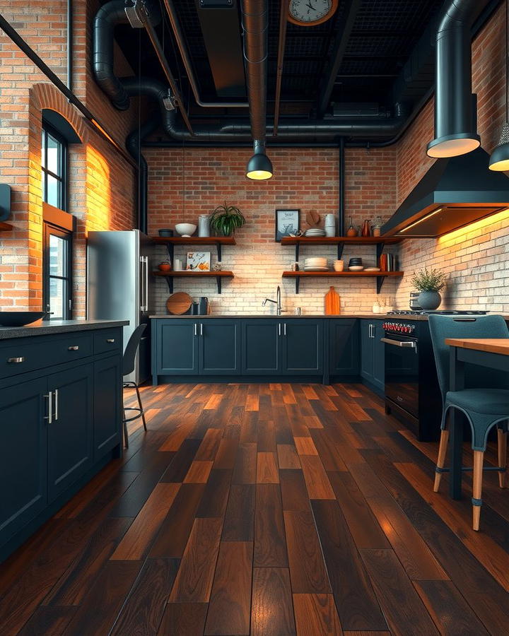 Industrial Style with Dark Wood Floors