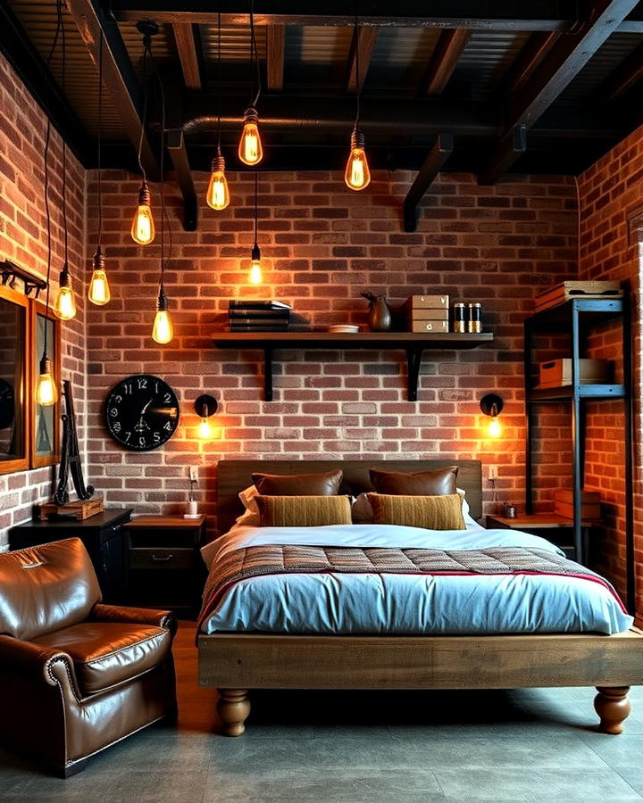 Industrial style Retreat Man Cave Bedroom