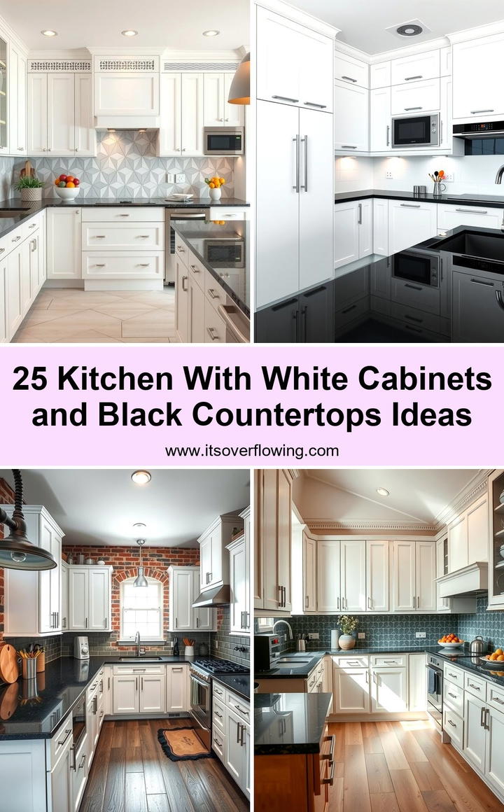 Kitchen With White Cabinets and Black Countertops Ideas