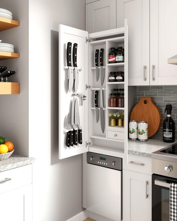 Knife Storage Cabinets with Locking Mechanism