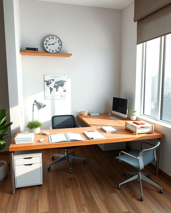 L Shaped Desk for Shared Corner Spaces