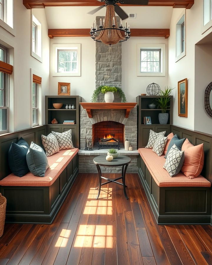 L Shaped Fireplace Bench