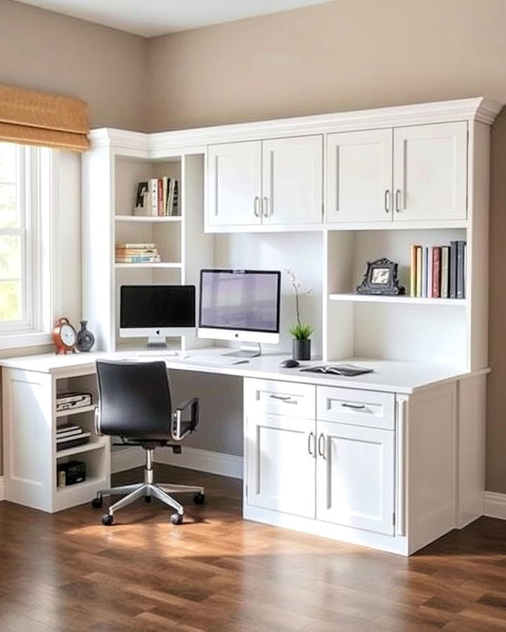 L shaped Built in Desk Design