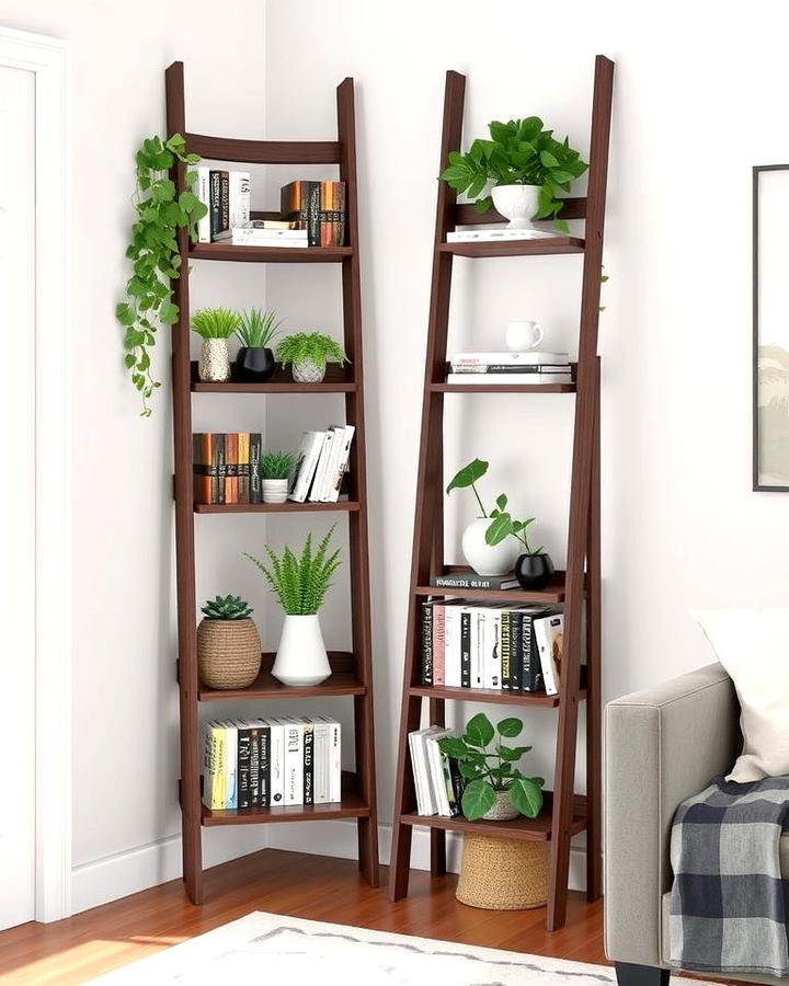 Ladder Style Corner Bookshelves