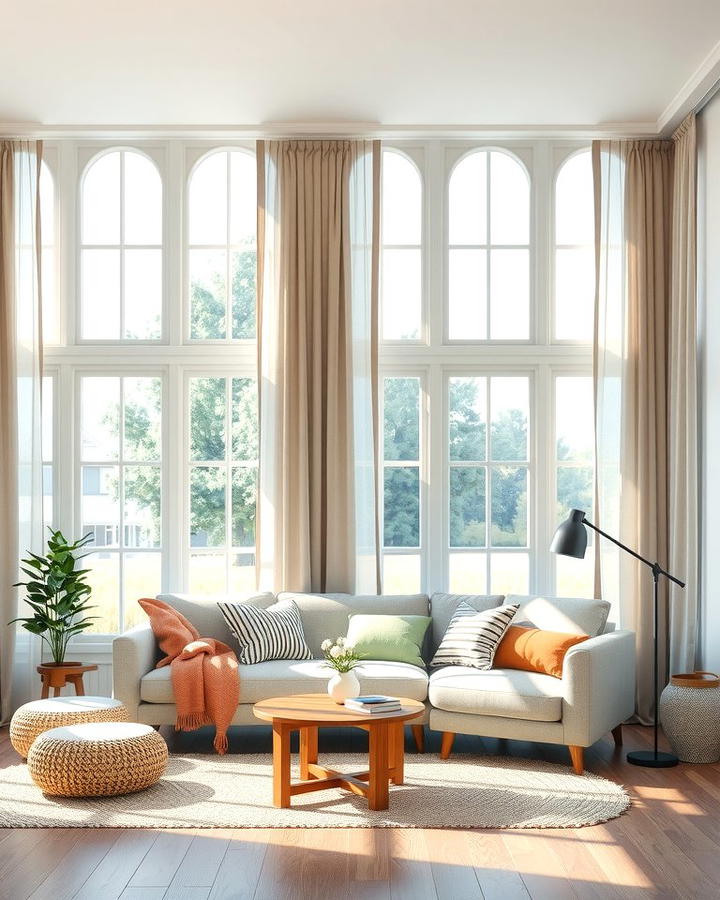 Large Windows with Simple Curtains