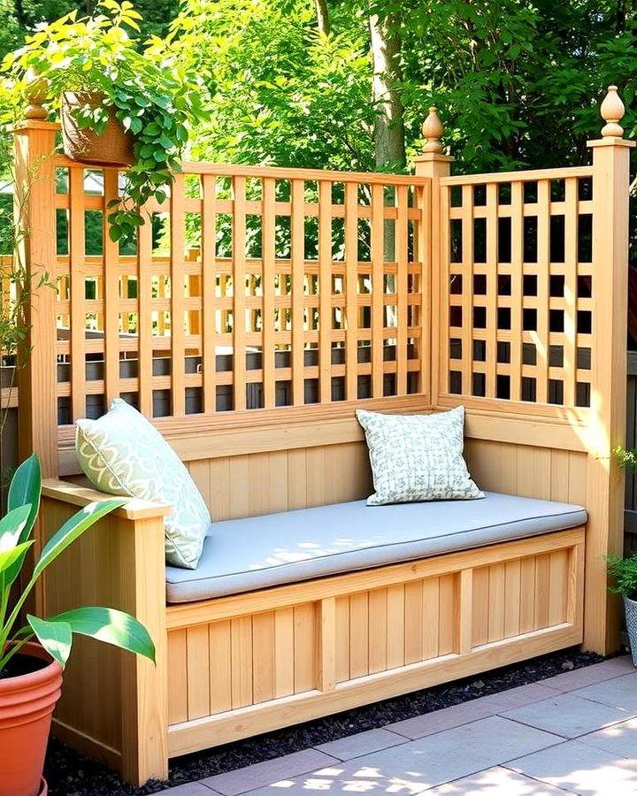 Lattice Fence with Bench Seating