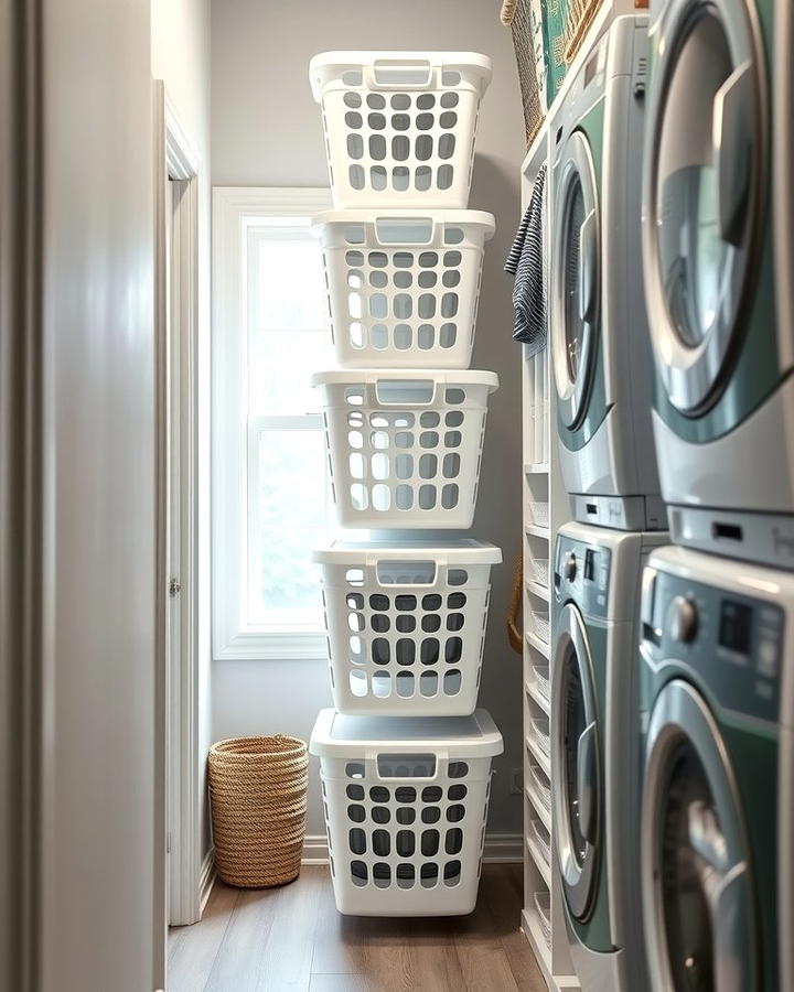 Laundry Basket Shelf Tower