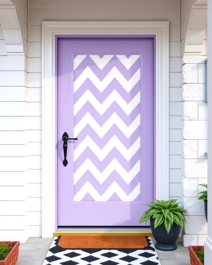 Lavender Door with Chevron Patterns