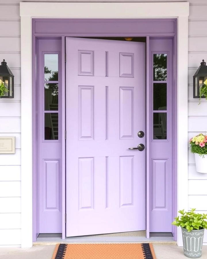 Lavender Door with Shiplap Detailing